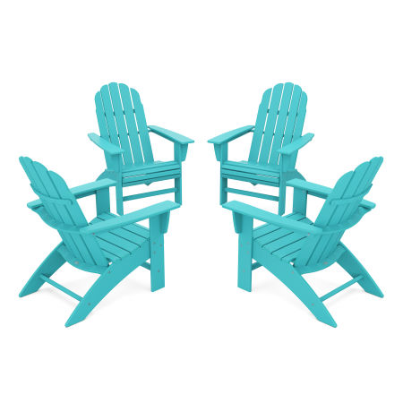 4-Piece Vineyard Curveback Adirondack Chair Conversation Set in Aruba