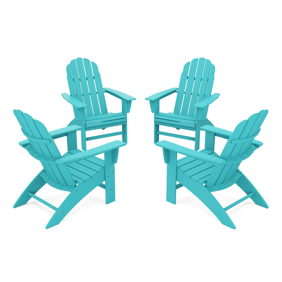 POLYWOOD 4-Piece Vineyard Curveback Adirondack Chair Conversation Set in Aruba