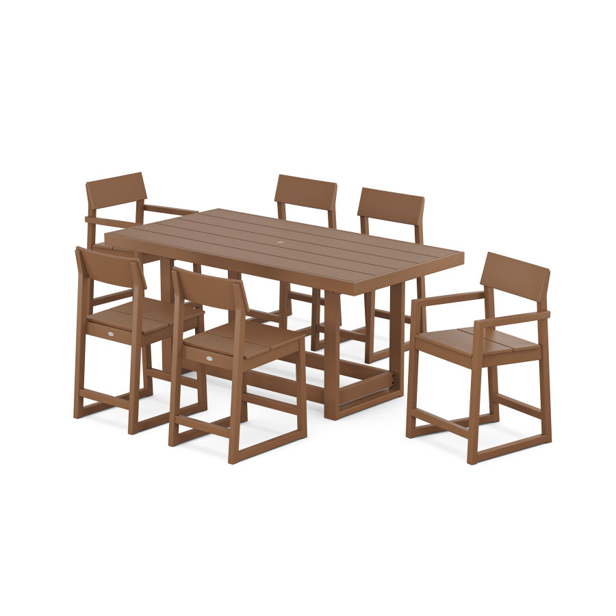 POLYWOOD EDGE 7-Piece Counter Table Set in Teak