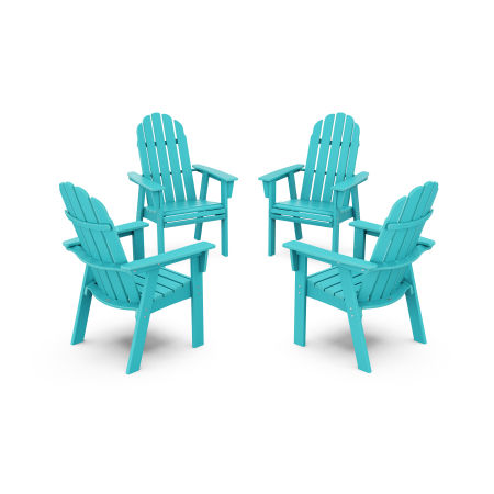 POLYWOOD Vineyard 4-Piece Curveback Upright Adirondack Conversation Set in Aruba