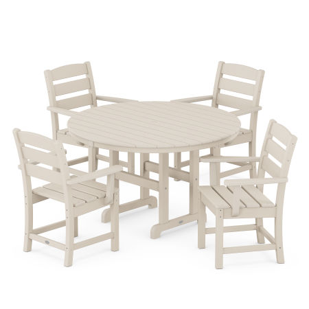 Lakeside 5-Piece Round Farmhouse Arm Chair Dining Set in Sand