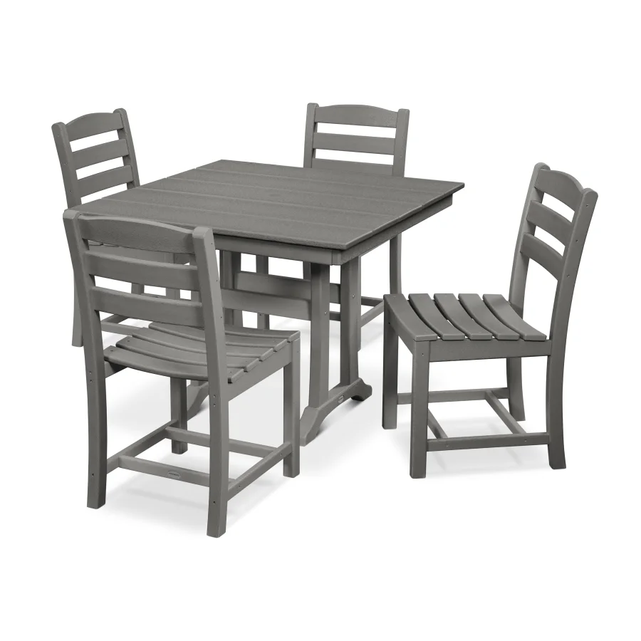 POLYWOOD La Casa Café 5-Piece Farmhouse Trestle Side Chair Dining Set