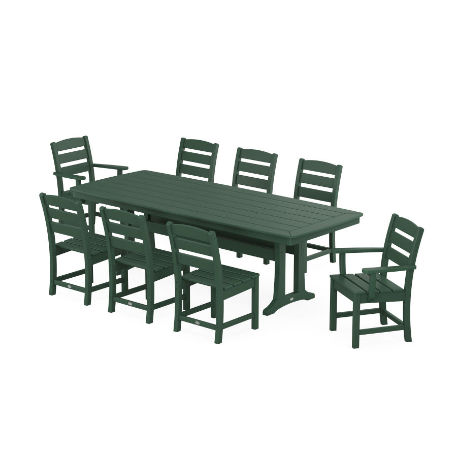 POLYWOOD Lakeside 9-Piece Dining Set with Trestle Legs in Green