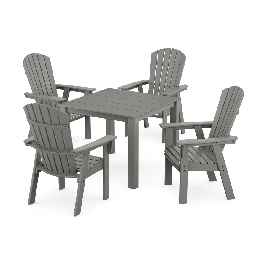 POLYWOOD Nautical Curveback Adirondack 5-Piece Parsons Dining Set