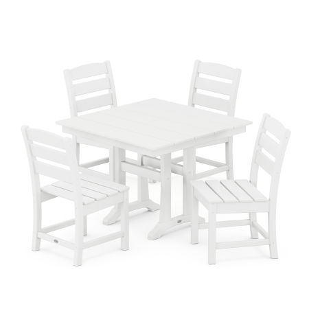 Lakeside 5-Piece Farmhouse Trestle Side Chair Dining Set in White