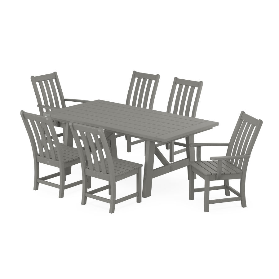 POLYWOOD Vineyard 7-Piece Rustic Farmhouse Dining Set With Trestle Legs in Slate Grey