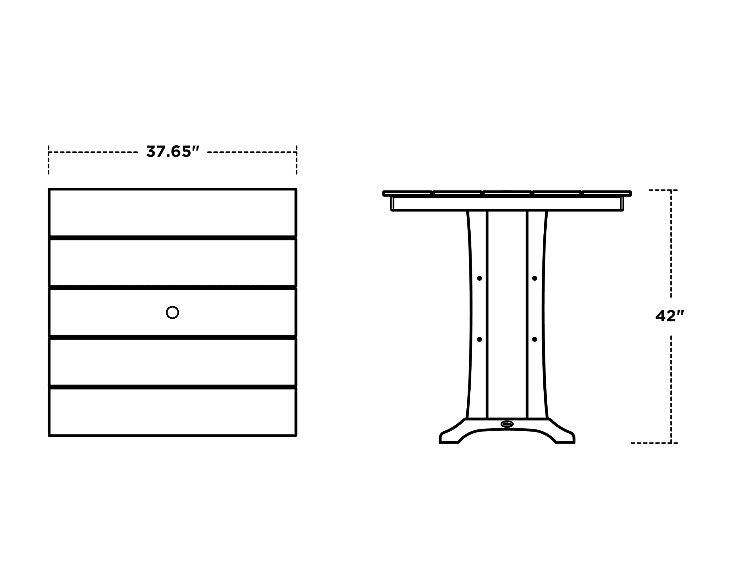 Dimensions for Farmhouse Trestle 37" Bar Table