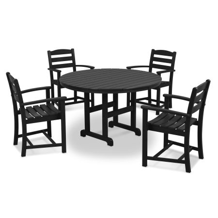 La Casa Café 5-Piece Round Farmhouse Dining Set in Black