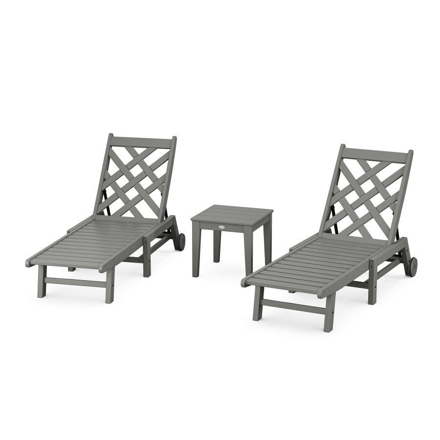 POLYWOOD Wovendale 3-Piece Chaise Set with Wheels
