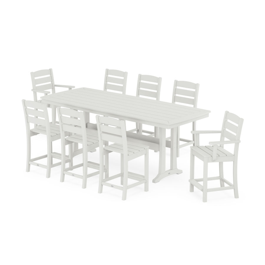 POLYWOOD Lakeside 9-Piece Counter Set with Trestle Legs in Vintage White