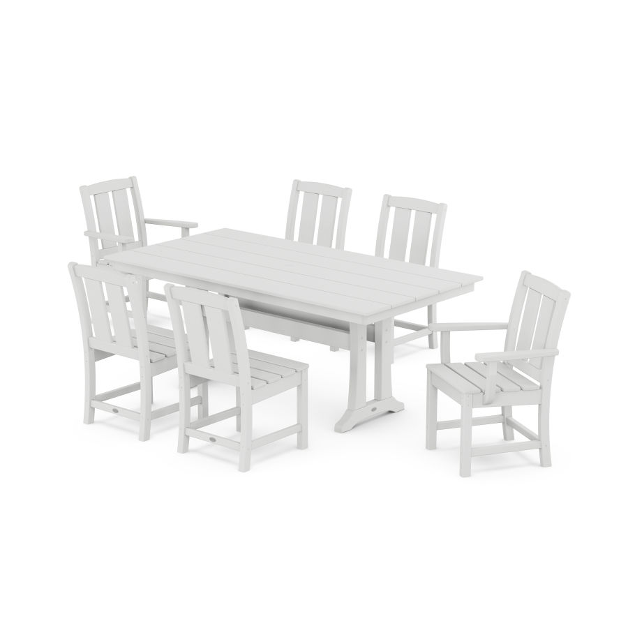 POLYWOOD Mission 7-Piece Farmhouse Dining Set with Trestle Legs in White