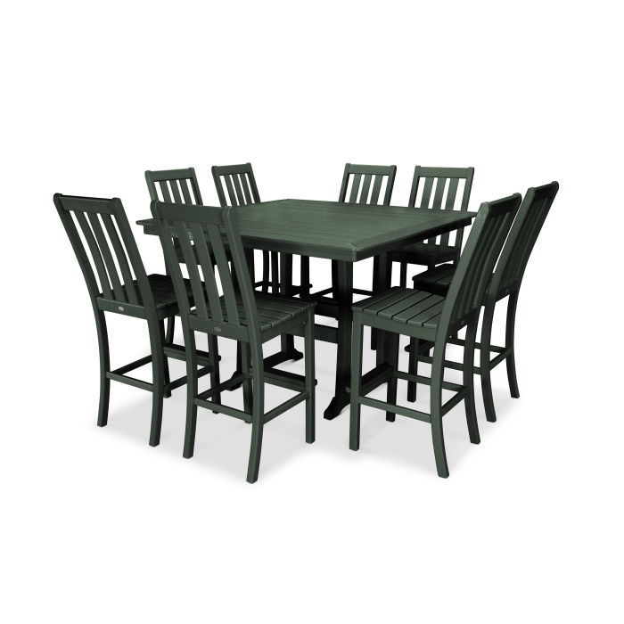 POLYWOOD Vineyard 9-Piece Nautical Trestle Bar Set