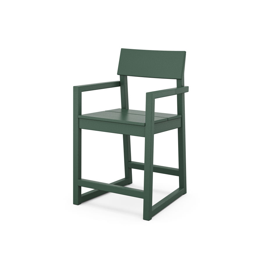 POLYWOOD EDGE Counter Arm Chair in Green