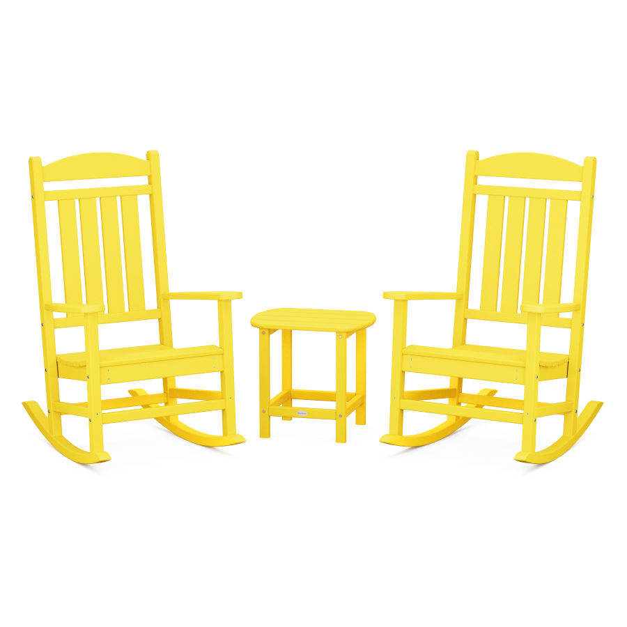 POLYWOOD Presidential Rocking Chair 3-Piece Set in Lemon