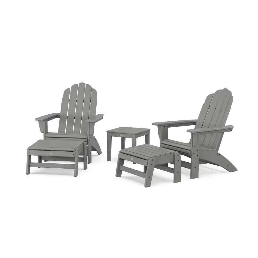 POLYWOOD 5-Piece Vineyard Grand Adirondack Set in Slate Grey