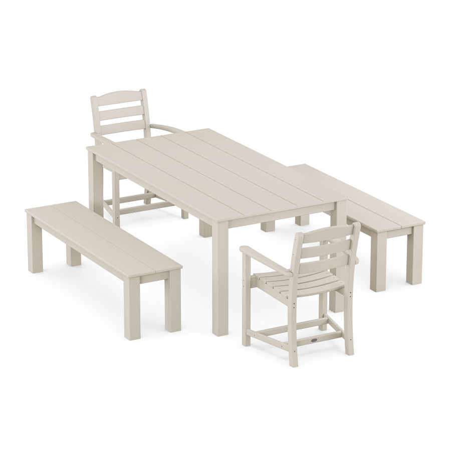 POLYWOOD La Casa Cafe' 5-Piece Parsons Dining Set with Benches in Sand