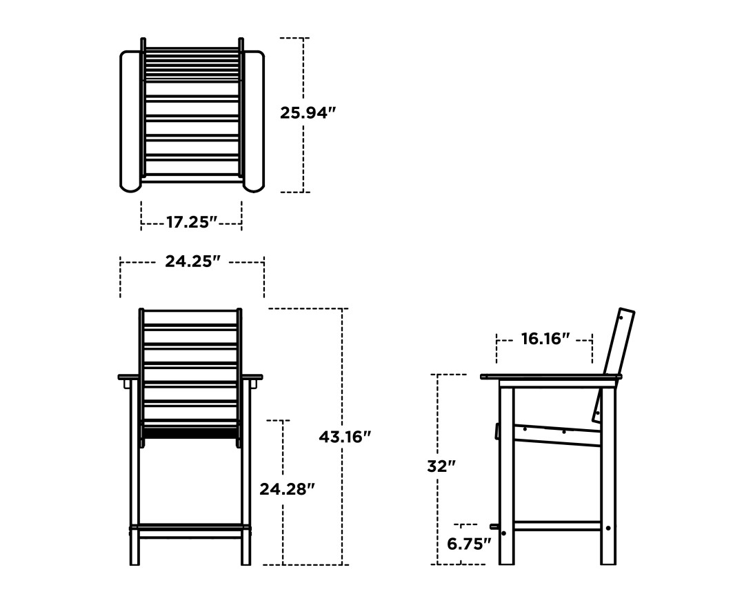 Dimensions for Captain Counter Chair
