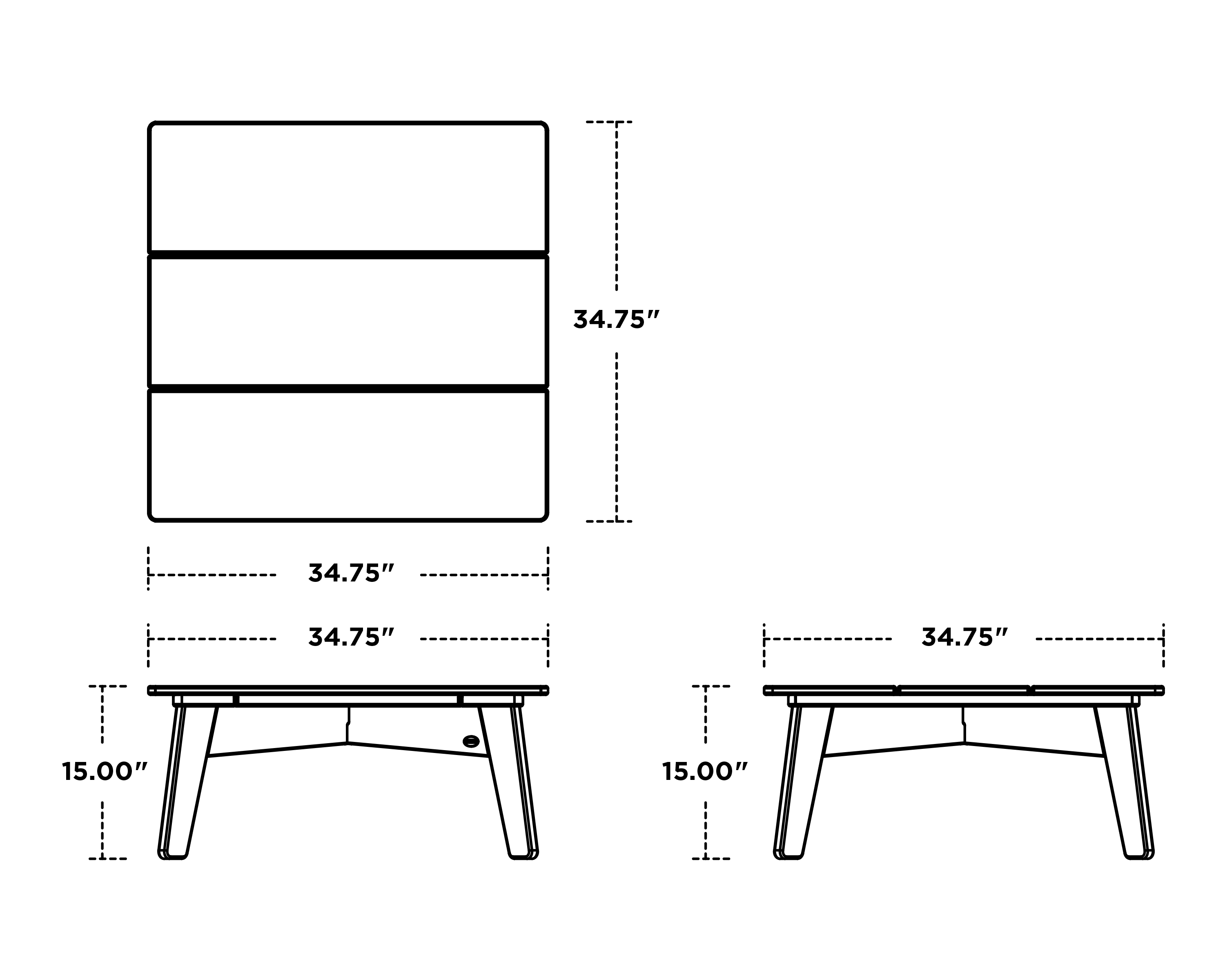 Dimensions for Riviera Modern Conversation Table