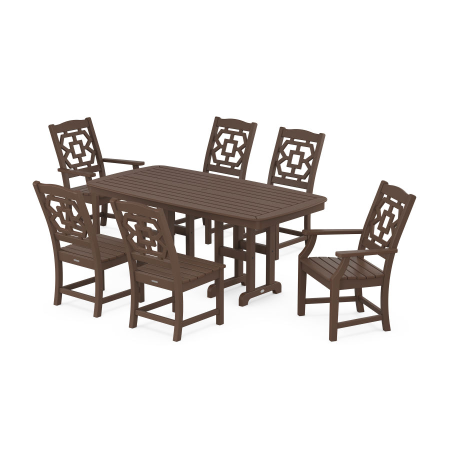 POLYWOOD Chinoiserie 7-Piece Dining Set in Mahogany