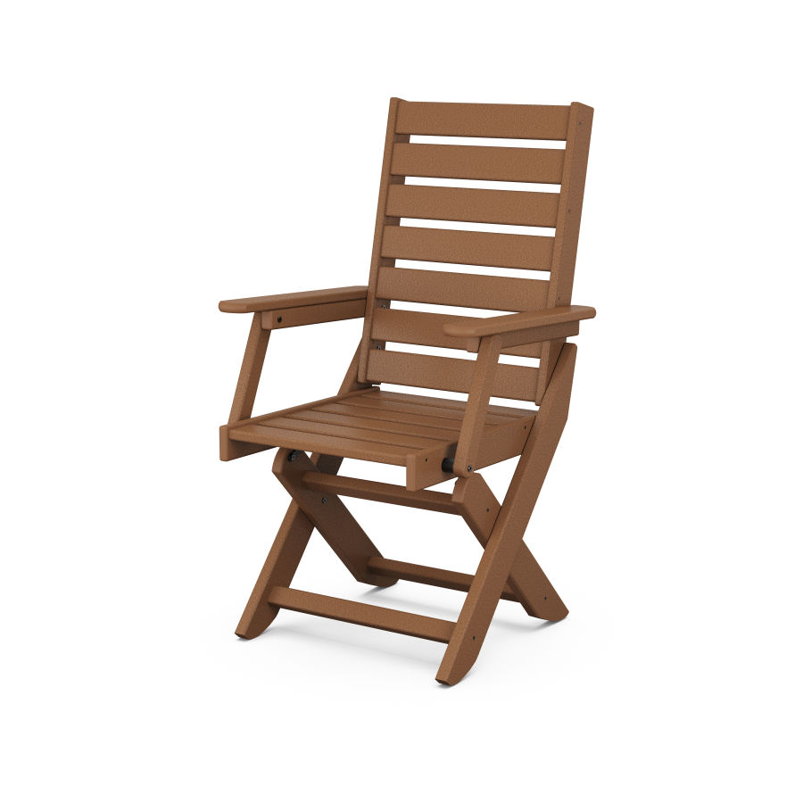 POLYWOOD Captain Folding Dining Chair in Teak
