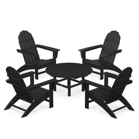 Vineyard 5-Piece Adirondack Chair Conversation Set in Black