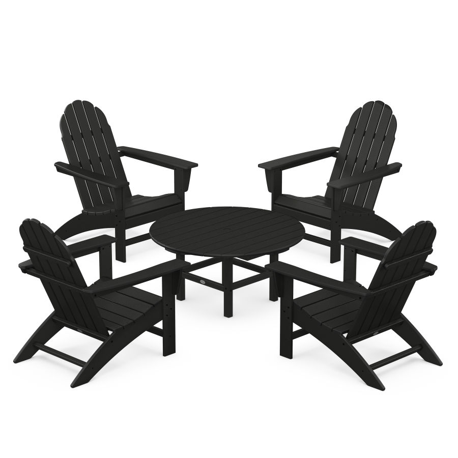 POLYWOOD Vineyard 5-Piece Adirondack Chair Conversation Set in Black