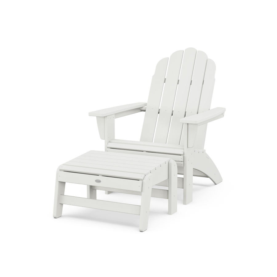 POLYWOOD Vineyard Grand Adirondack Chair with Ottoman in Vintage White