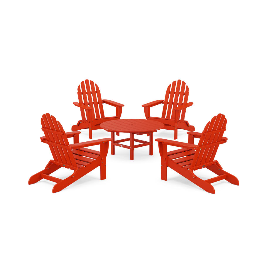 POLYWOOD Classic Folding Adirondack 5-Piece Conversation Group in Sunset Red
