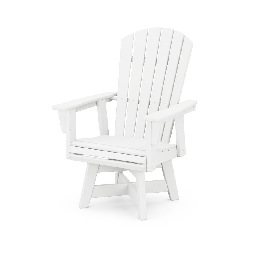 POLYWOOD Nautical Adirondack Swivel Dining Chair in White