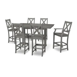 POLYWOOD Braxton 7-Piece Farmhouse Trestle Bar Set