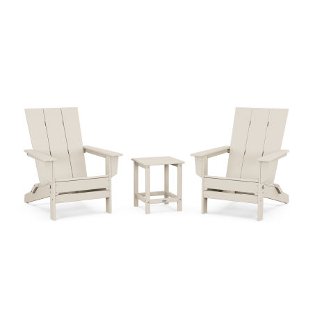 POLYWOOD 3-Piece Modern Studio Folding Adirondack Set in Sand