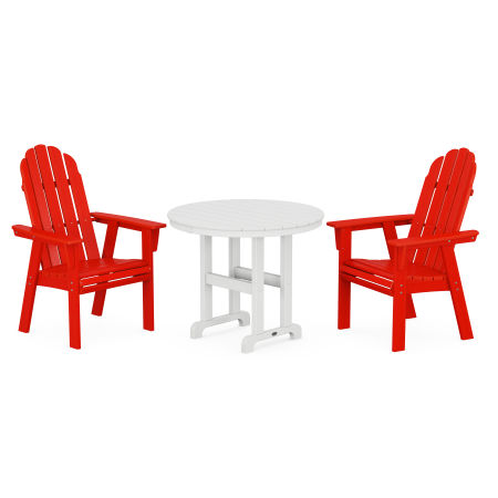 POLYWOOD Vineyard Adirondack 3-Piece Round Dining Set in Sunset Red