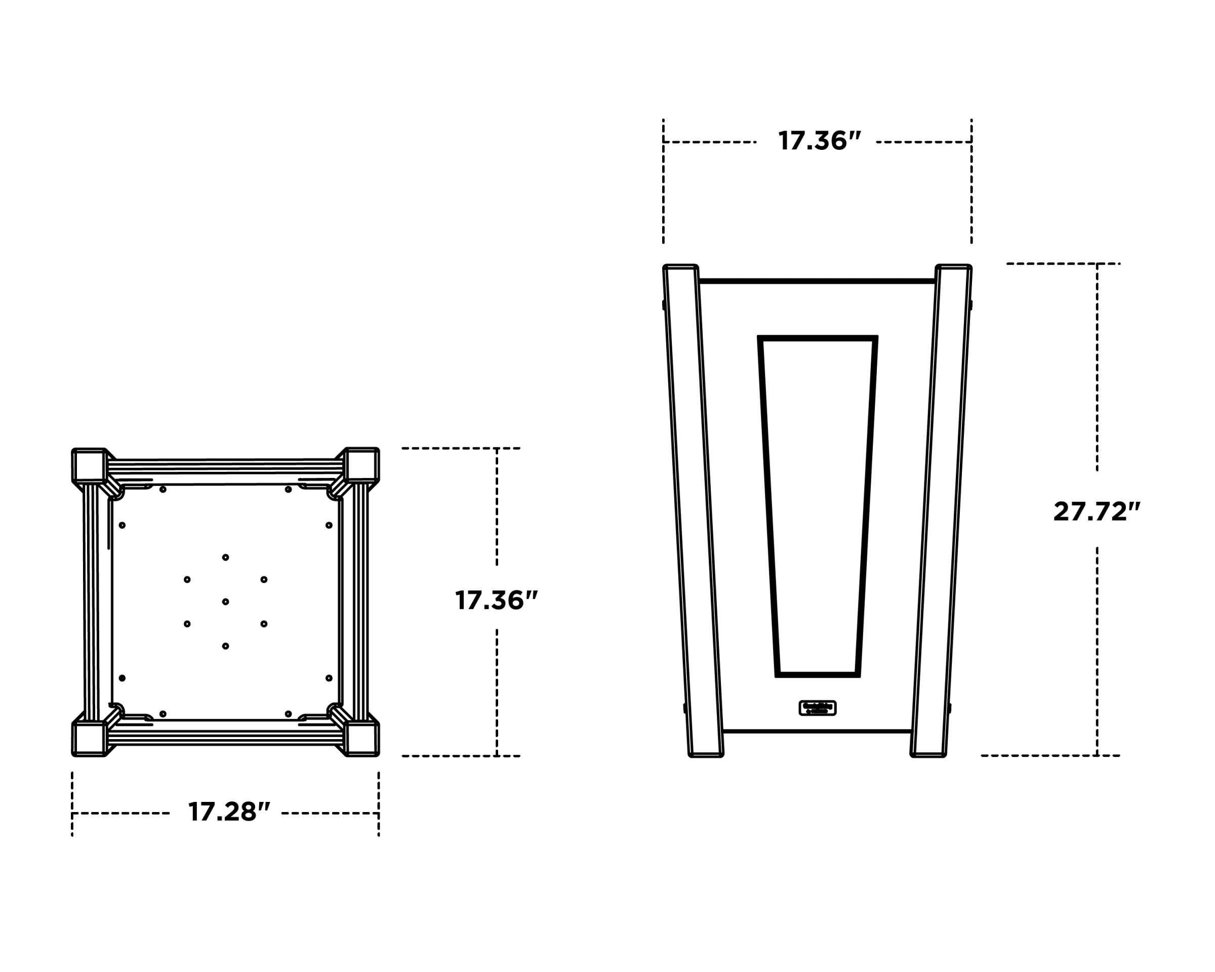 Dimensions for Country Living Tapered Square Short Planter Box