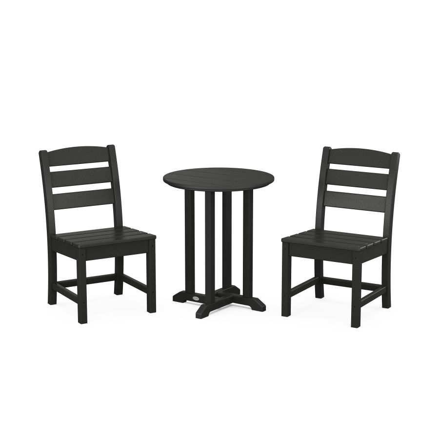 POLYWOOD Lakeside Side Chair 3-Piece Round Dining Set in Black