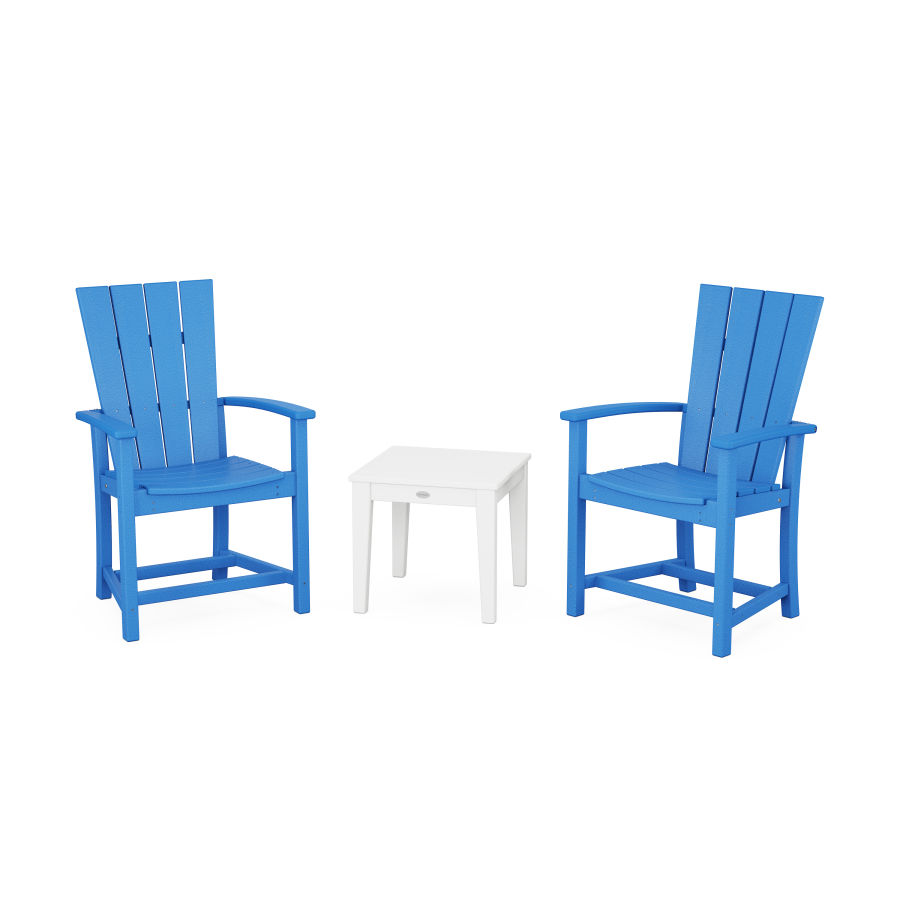 POLYWOOD Quattro 3-Piece Upright Adirondack Chair Set in Pacific Blue