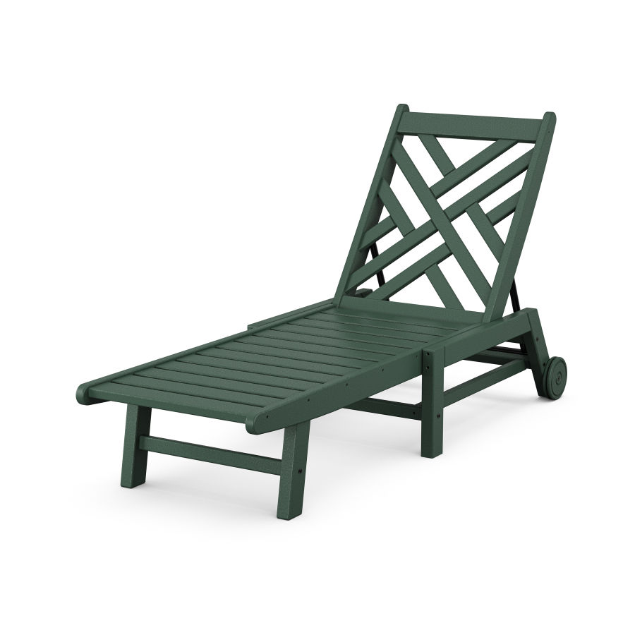 POLYWOOD Chippendale Chaise with Wheels in Green