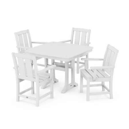 POLYWOOD Mission 5-Piece Dining Set with Trestle Legs in White