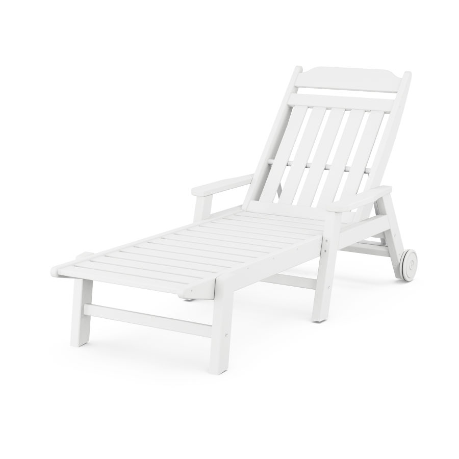 POLYWOOD Country Living Chaise with Arms and Wheels in White