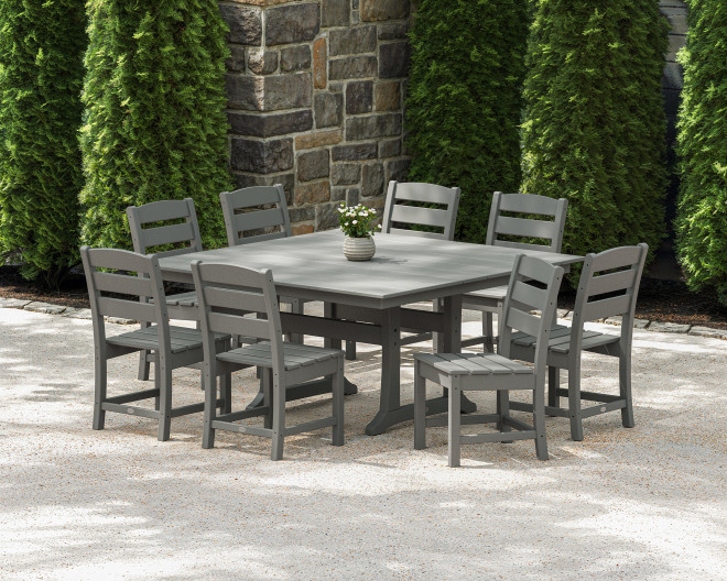 Lakeside 9-Piece Farmhouse Trestle Dining Set