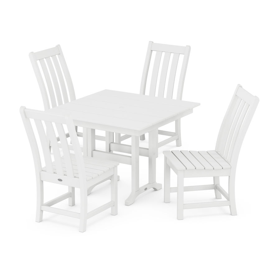 POLYWOOD Vineyard Side Chair 5-Piece Farmhouse Dining Set in White