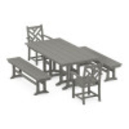 Chippendale 5-Piece Farmhouse Dining Set in Slate Grey