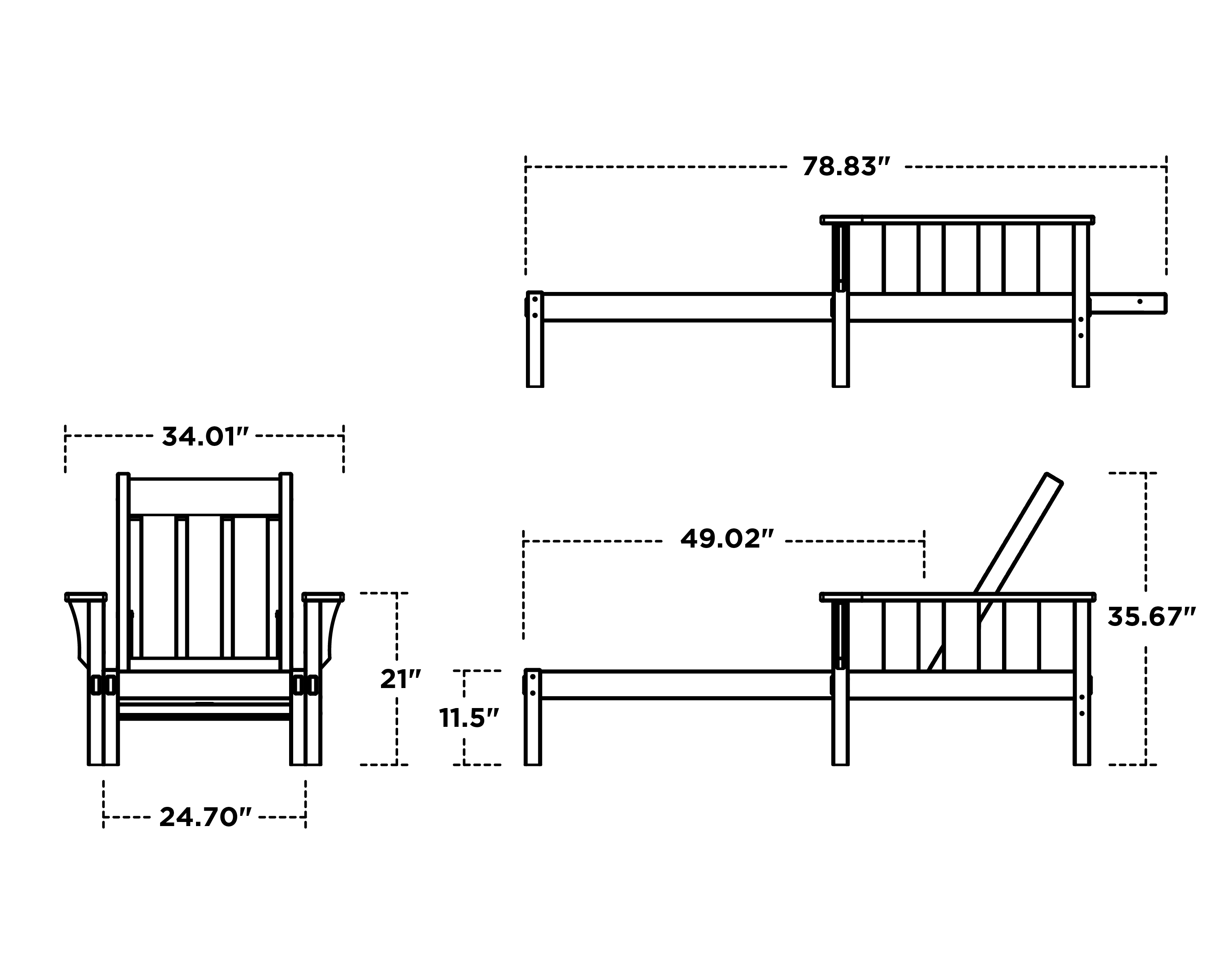 Dimensions for Acadia Chaise Lounge