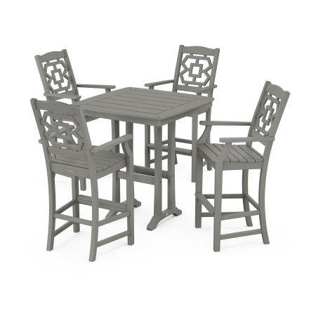 Chinoiserie 5-Piece Bar Set with Trestle Legs