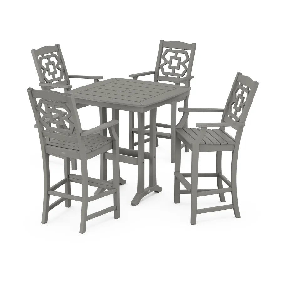 POLYWOOD Chinoiserie 5-Piece Bar Set with Trestle Legs