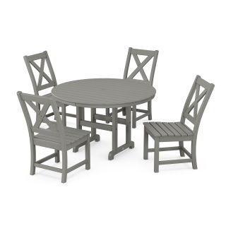 POLYWOOD Braxton Side Chair 5-Piece Round Dining Set