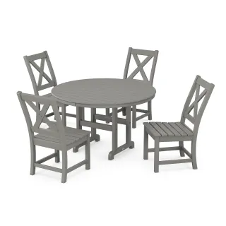 POLYWOOD Braxton Side Chair 5-Piece Round Dining Set