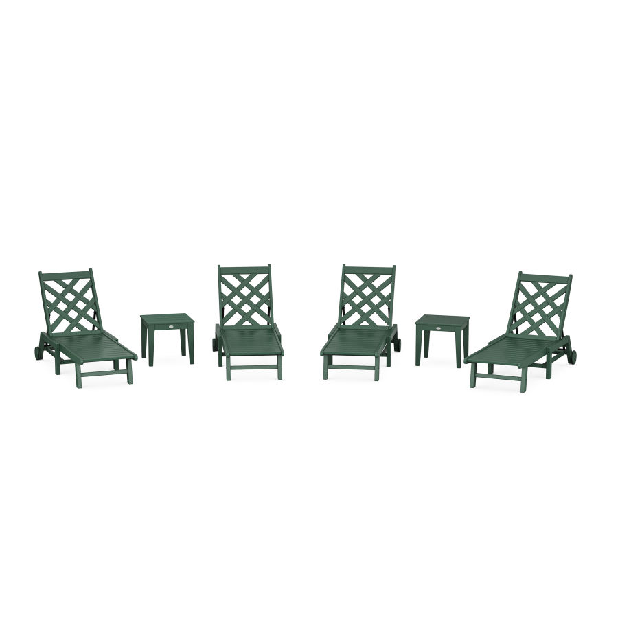 POLYWOOD Wovendale 6-Piece Chaise Set with Wheels in Green