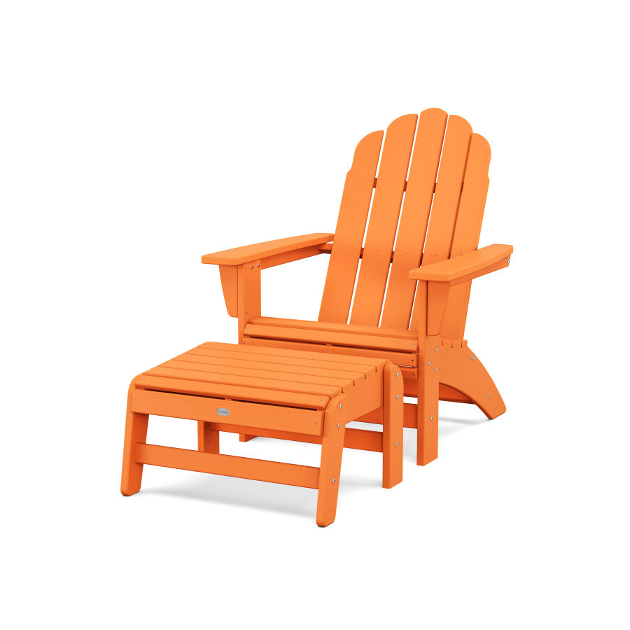 POLYWOOD Vineyard Grand Adirondack Chair with Ottoman in Tangerine