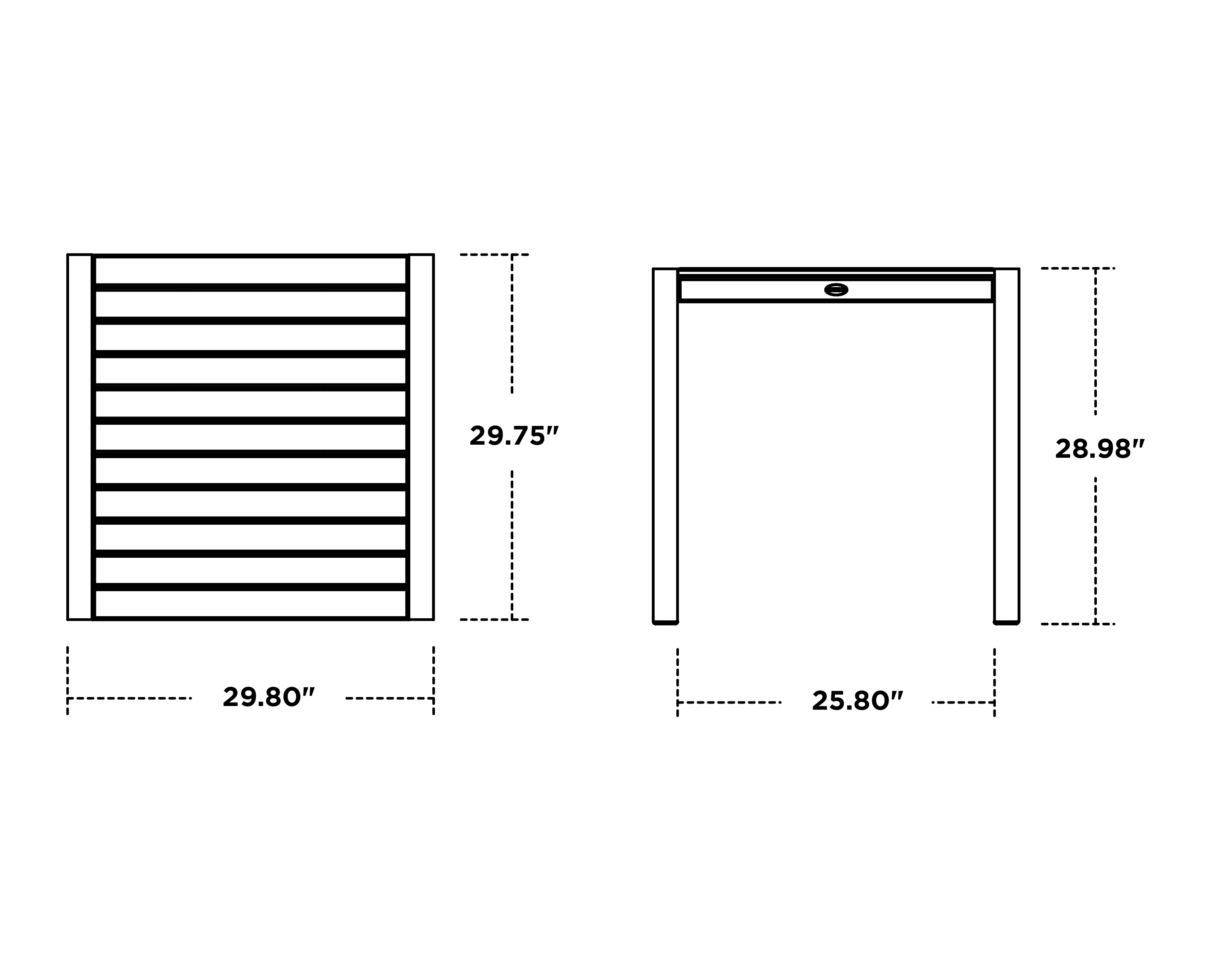 Dimensions for MOD 30" Dining Table