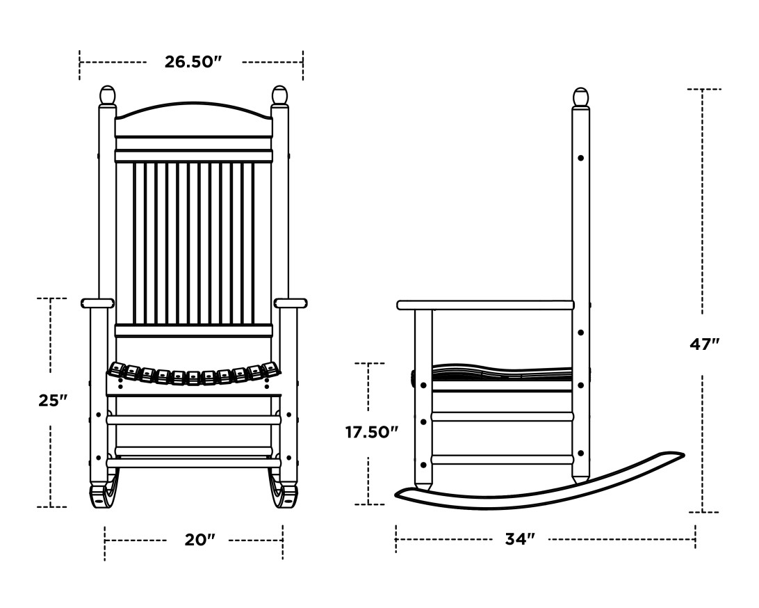 Dimensions for Jefferson Rocking Chair